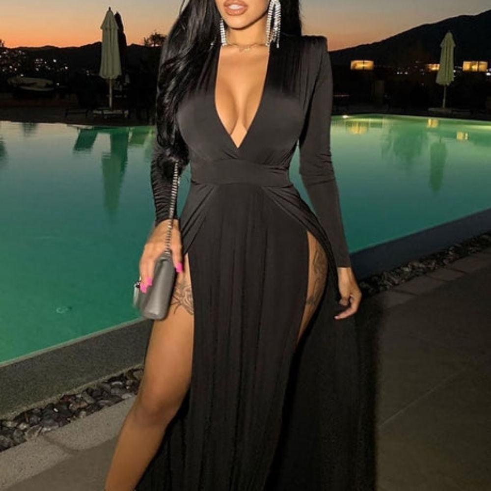 Fashion Nova Black Maxi Dress Size XL